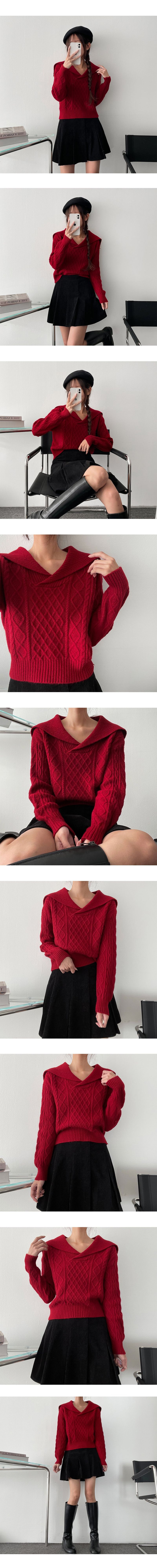 Doré Sailor Open Collar Twisted Knitwear