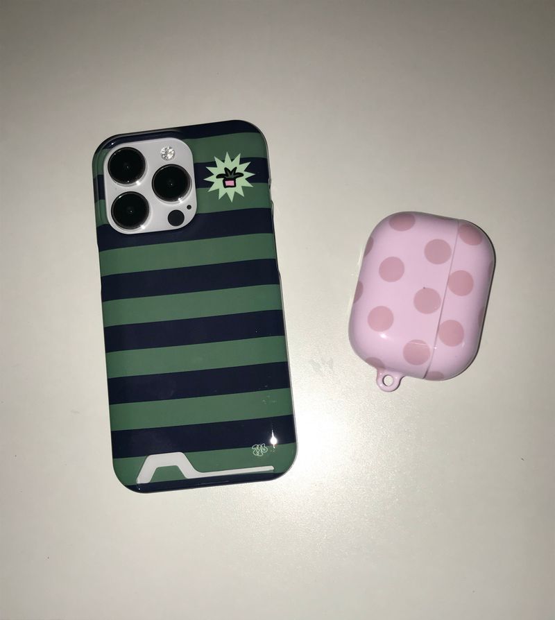 planter stripes card pocket phone case pink