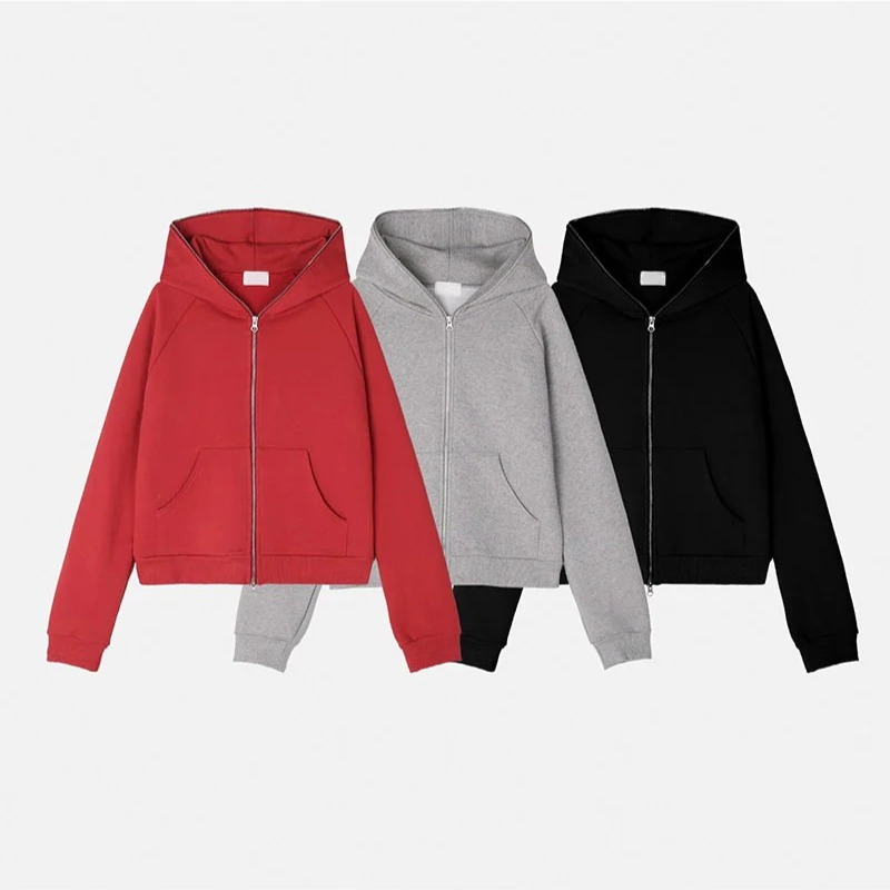 [CROP ITEM] クロップマッスルフィットフードジップアップ(3color)