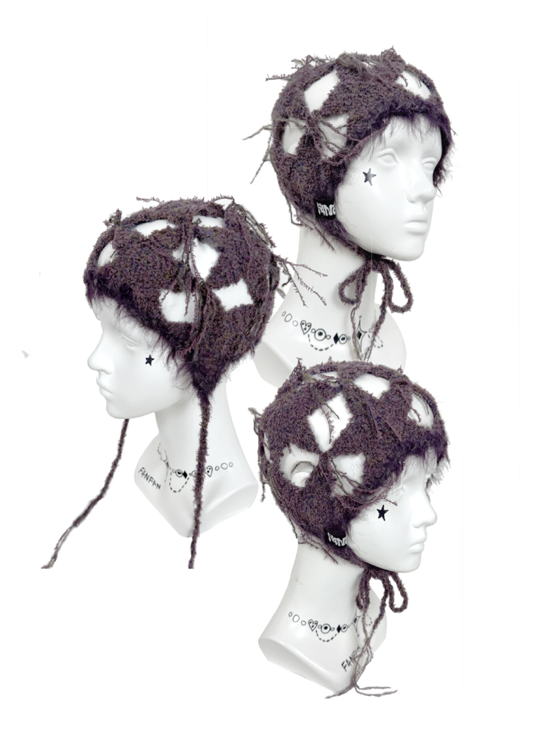 ’Smoky Twilight‘Crochet Boho Star Mesh net Cap