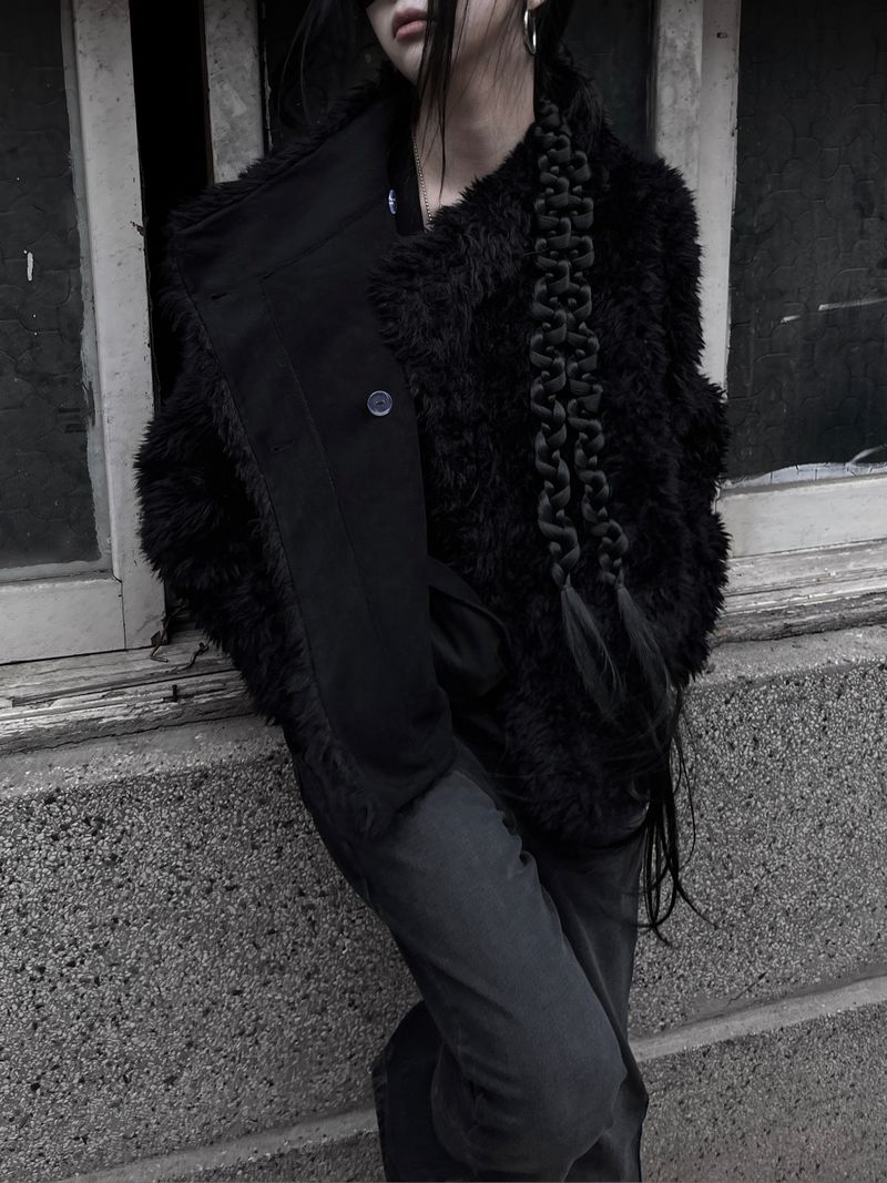 noir chic teddy fur jacket