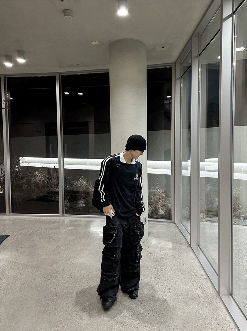 multi pocket cargo denim pants
