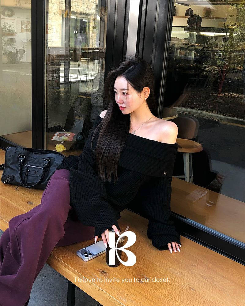 [ORIGINAL] DARE Off-Shoulder Rib Knit