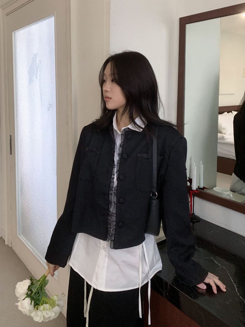 Classic Muse Lace -Trimmed Tweed Jacket