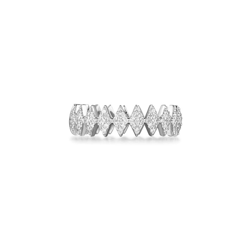 [Worn by NCT DREAM MARK]Half Pave Sparkle Silver +Rhodium Plating Ring R061-04H