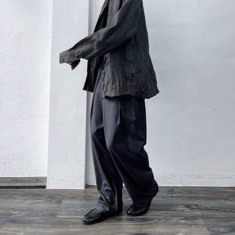 Curved Draped Suiting Trousers