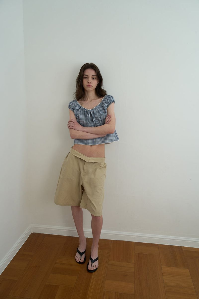 Bow bermuda pants_beige