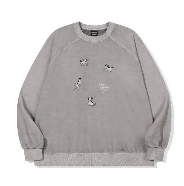 26FW★ Happy Puppy Patch Pigment Raglan Sweatshirt