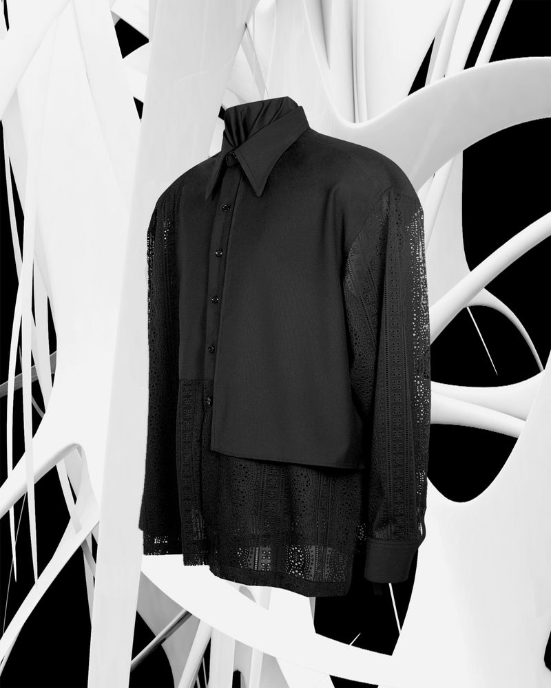 LACE PANEL SHIRTS_BK