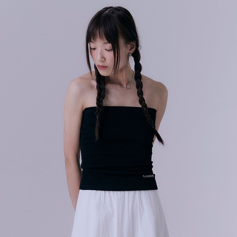 90's rib tube top (BLACK)