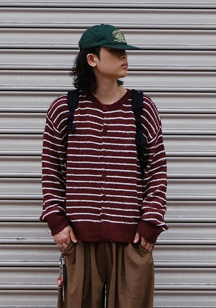 SEMIKAJI（セミカジ）の「CU Crop Stripe Knit Cardigan（Tops）」