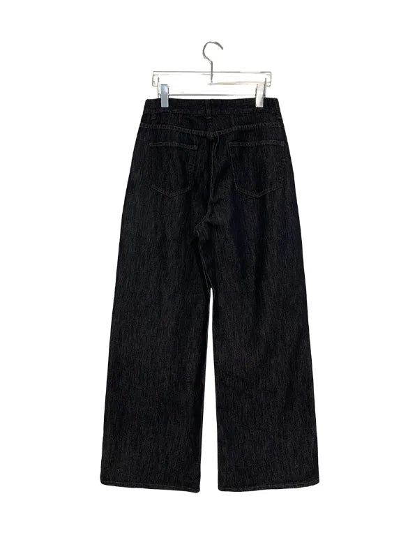 Luzern Non-Fade Button Wide Denim Pants