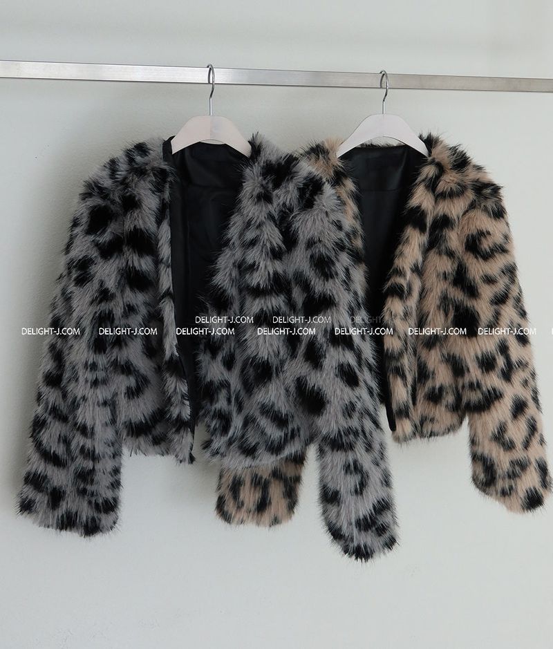 leopard leopard print cropped fur jacket