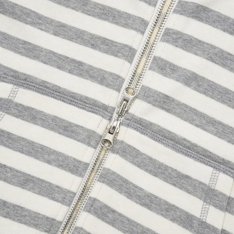 STRIPE HOODIE ZIP UP [OAT MEAL]