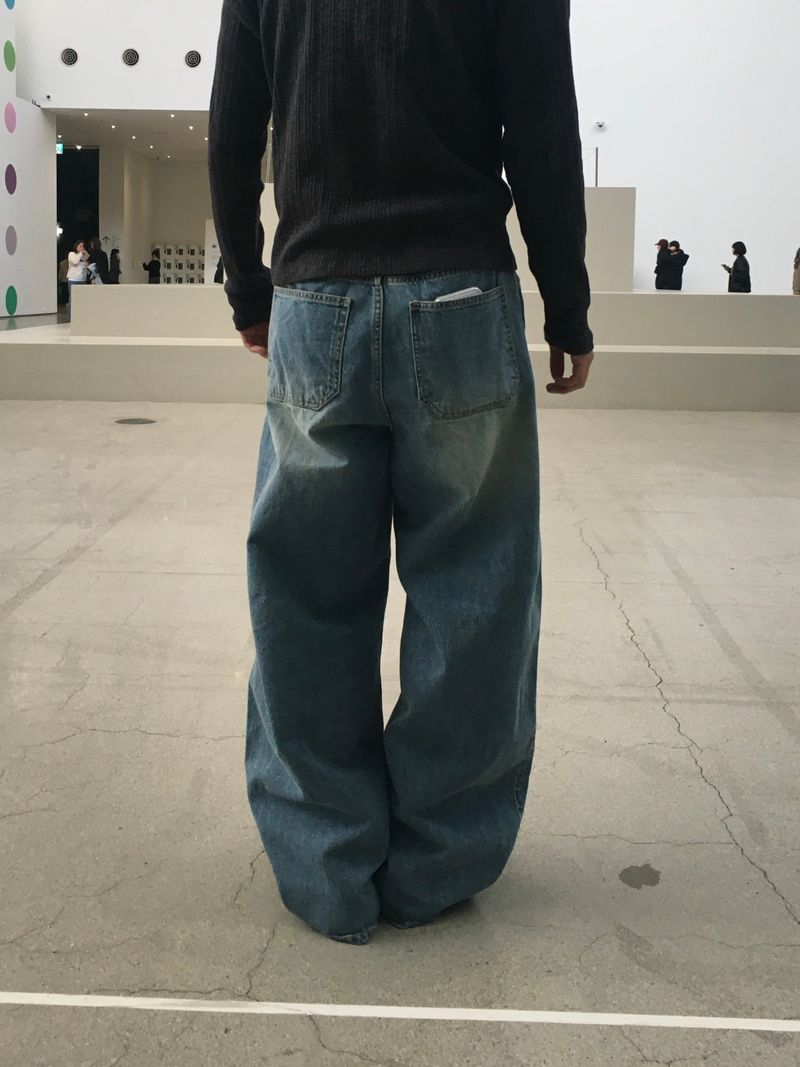 Arne Button Fly Curved Denim Pants