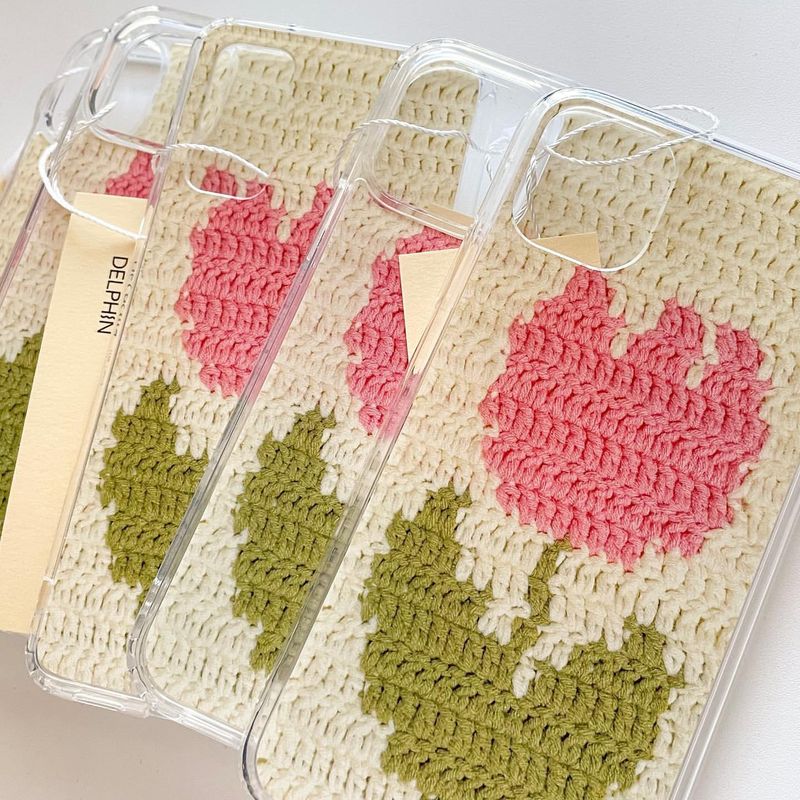 TULIP CROCHET HARD JELL CASE_PINK TULIP