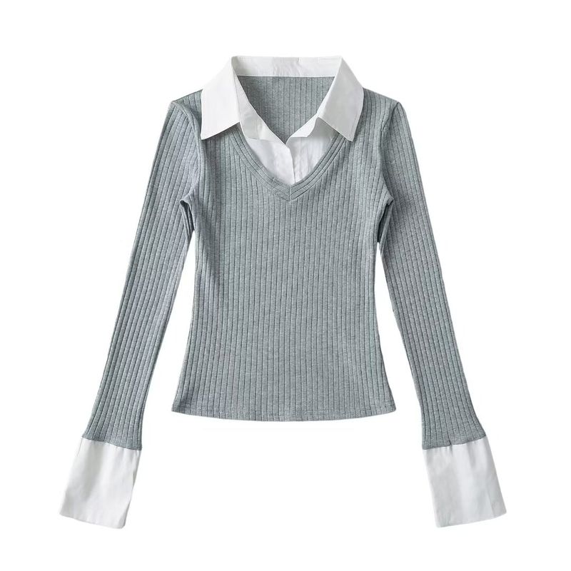 Sicily Collar Contrast Knit Top 232859793
