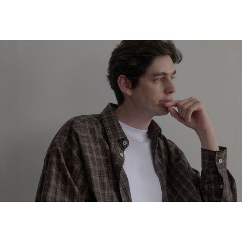 Vintage washing brown check shirts