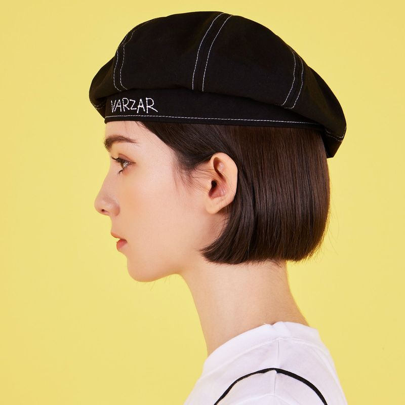 Scribble Point Beret Black