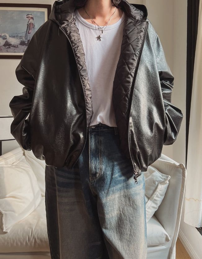 Riot Leather Two Way Bomber Jumper