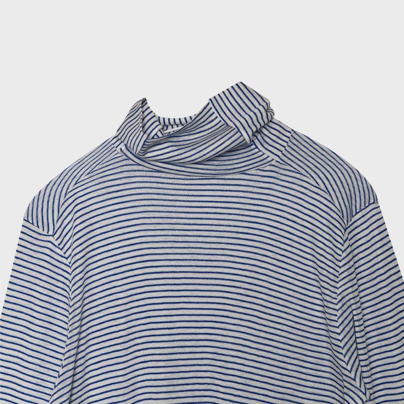 ALARM STRIPE TURTLNECK BLUE_WOMAN
