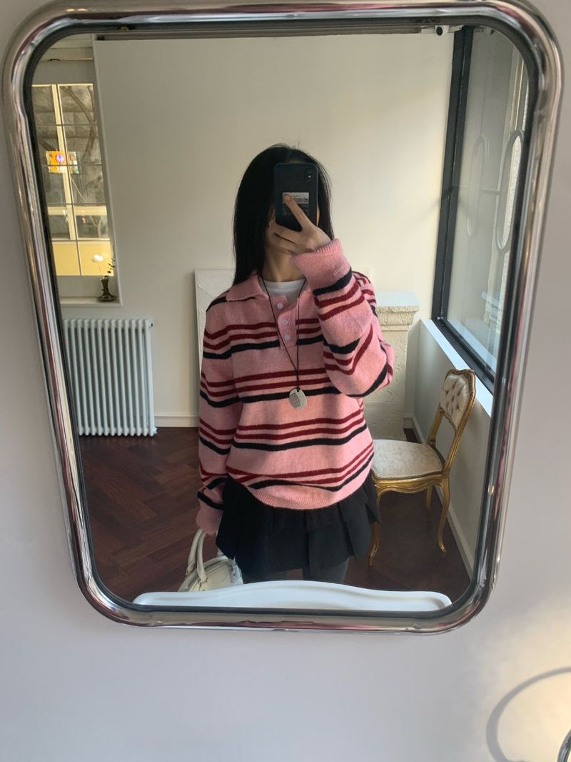 Candy Parade Collar Stripe Knit