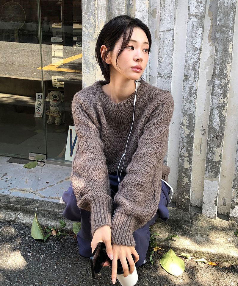 WITHOUTSUMMER（ウィズアウトサマー）の「Cozy cable knit_brown（Tops）」