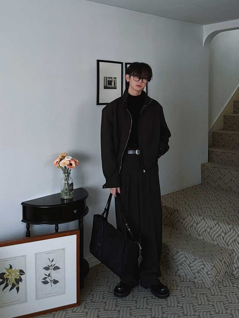ASCLO Drop Shoulder High Neck Blouson (2color)