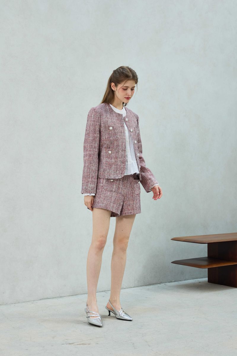 CHERISH TWEED SHORTS PANTS / RED