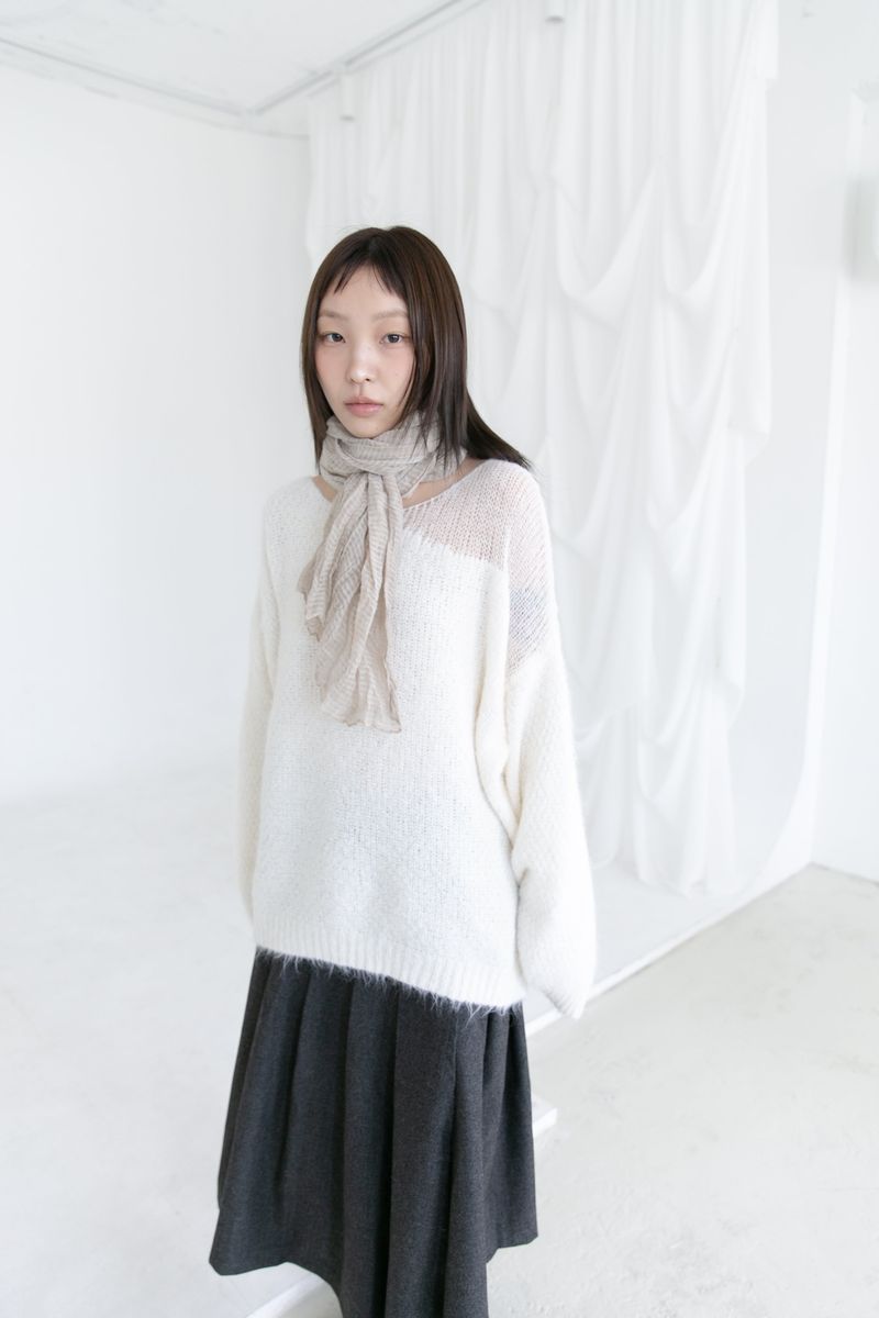 wool unbal button pleats skirt(2colors)