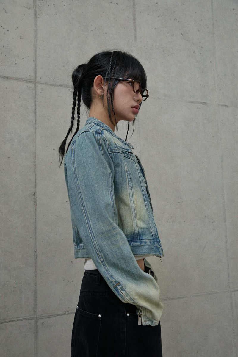 (W) Vintage washed rider denim jacket
