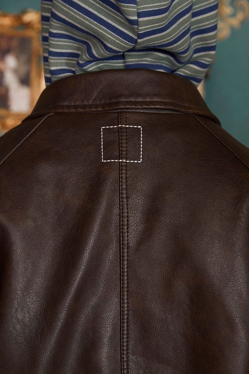 WASHED LEATHER FIELD JACKET / BROWN