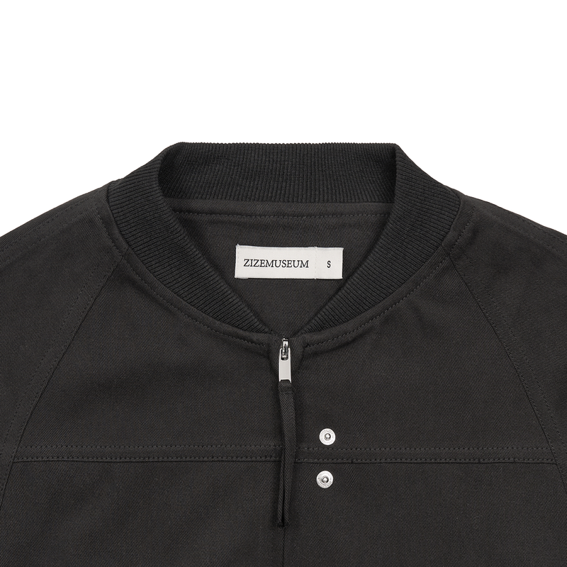 BANDING CROPPED COTTON JACKET (BLACK)