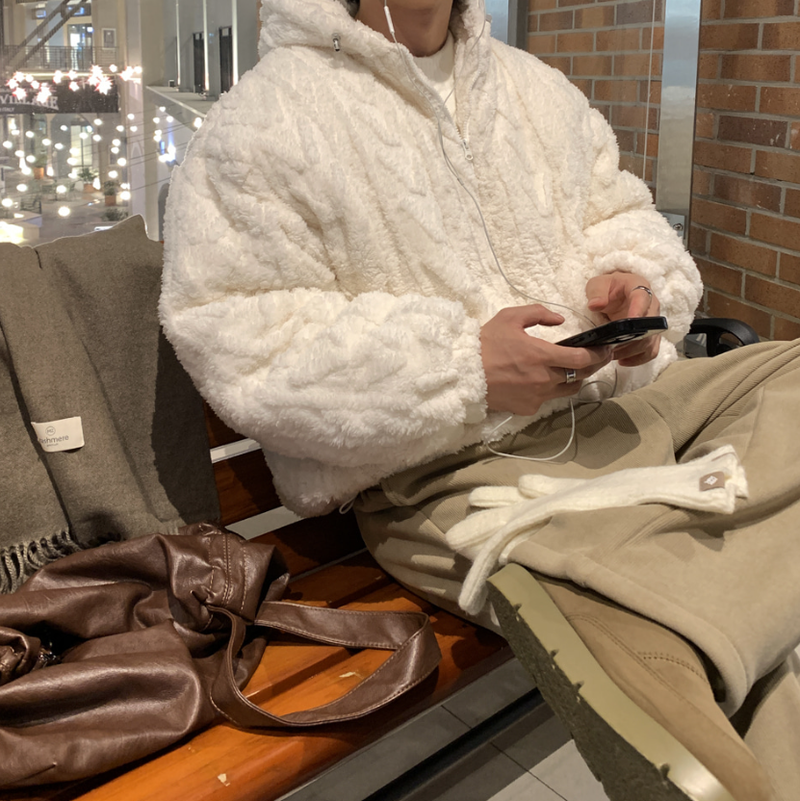 Nechis Cable Mink Fur Overfit Hooded Padding