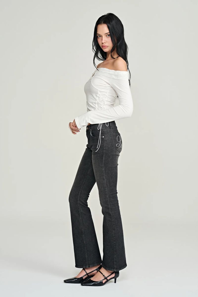 Sandy lace-up top, White