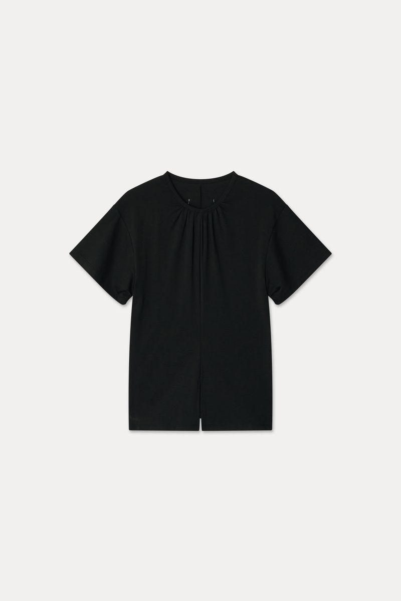 SHIRRED ROUND TOP_BLACK