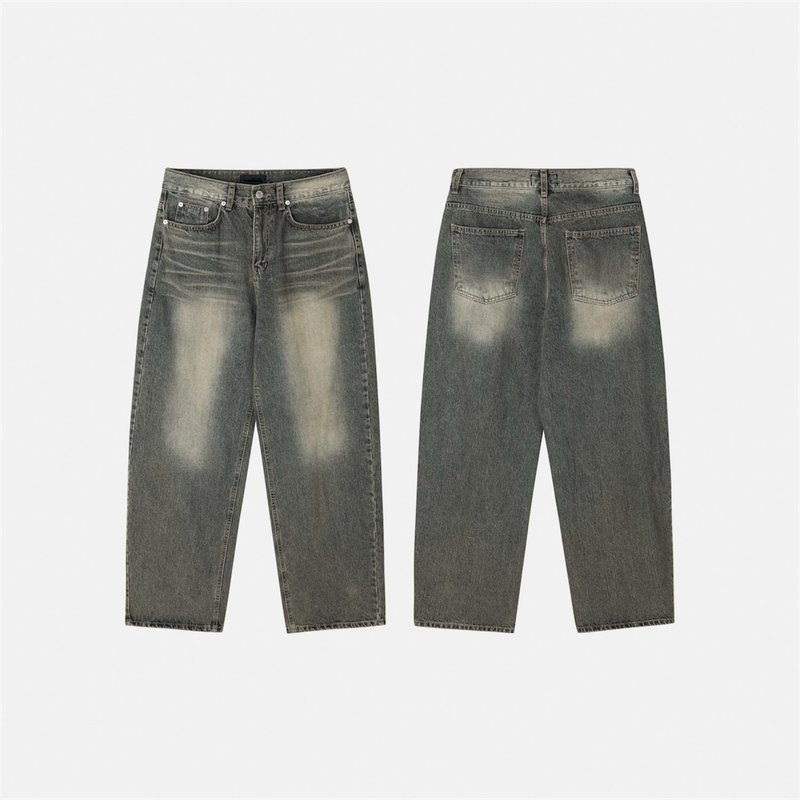 Sand Curved Denim Pants (S, M, L)