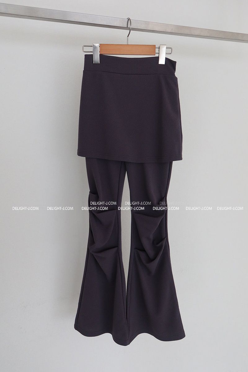 Crew Shirring Skirt Layered Bootcut Pants