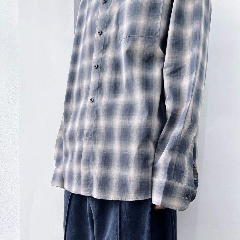 Ombre Plaid Drop-Shoulder Shirt