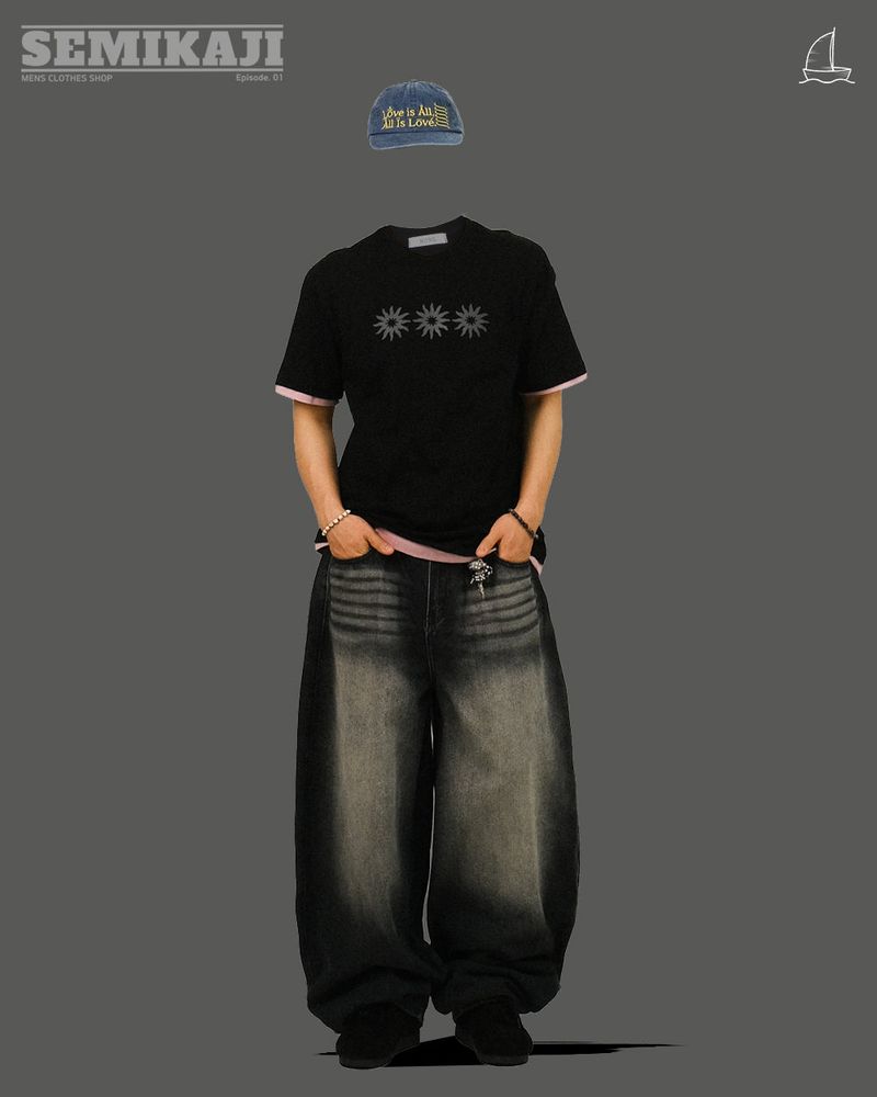 SEMIKAJI（セミカジ）の「HA サン プリンティング ハーフスリーブ Tシャツ（トップス）」
