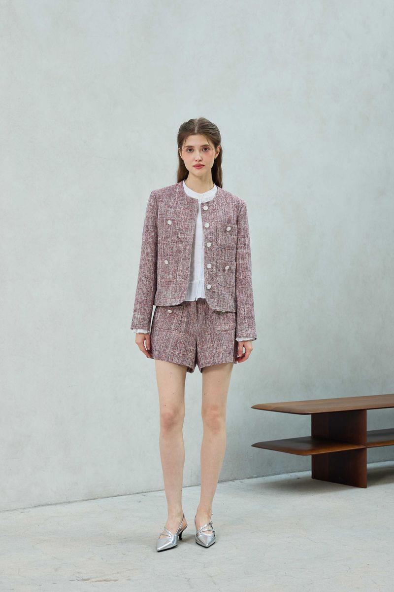 CHERISH TWEED SHORTS PANTS / RED
