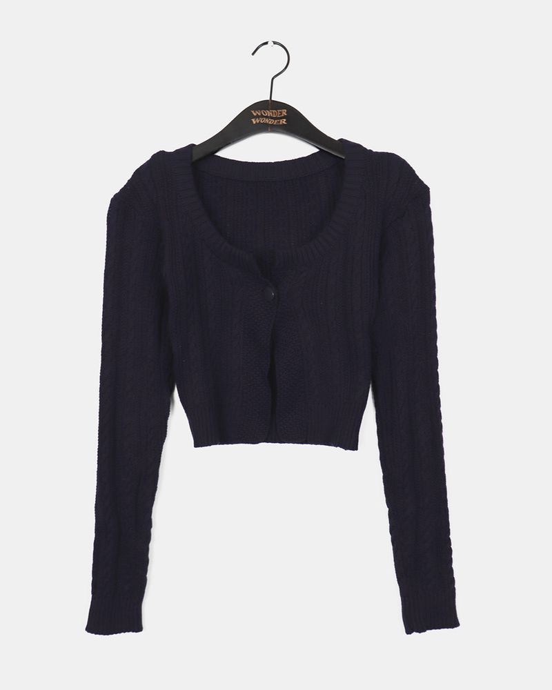 Renault Twisted one button Slim Fit Knit Cardigan