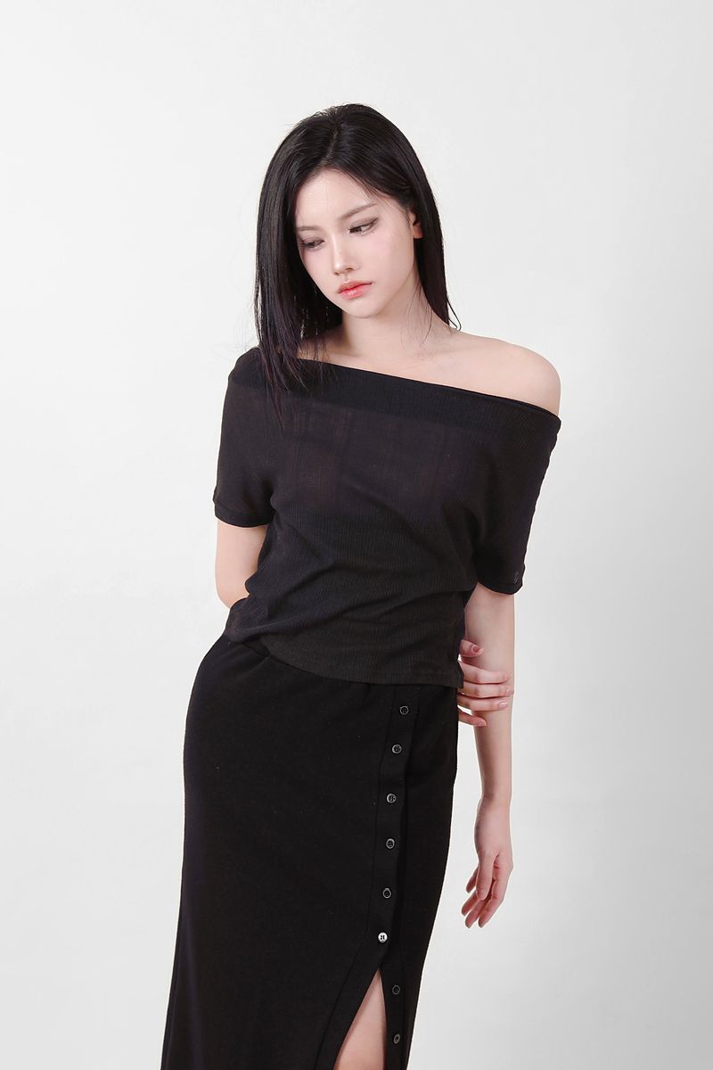 See-Through Ribbon Top Black