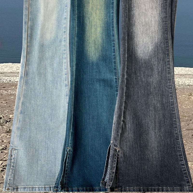 LONG & SLIM FIT Slit detail bootcut high waist hip deep pad long denim pants (3 colors)