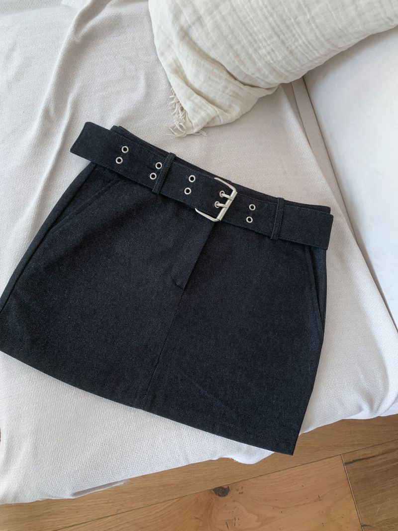 Claude Belt Denim Mini  Skirt