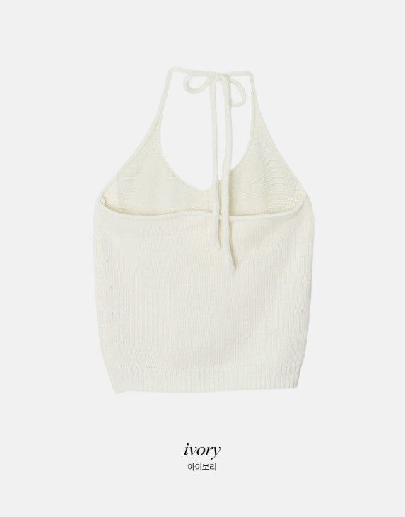 #Halter Neck Wool50 Knit Bustier (4color)