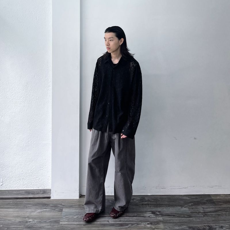 Washed Multi-Button Wide Pants