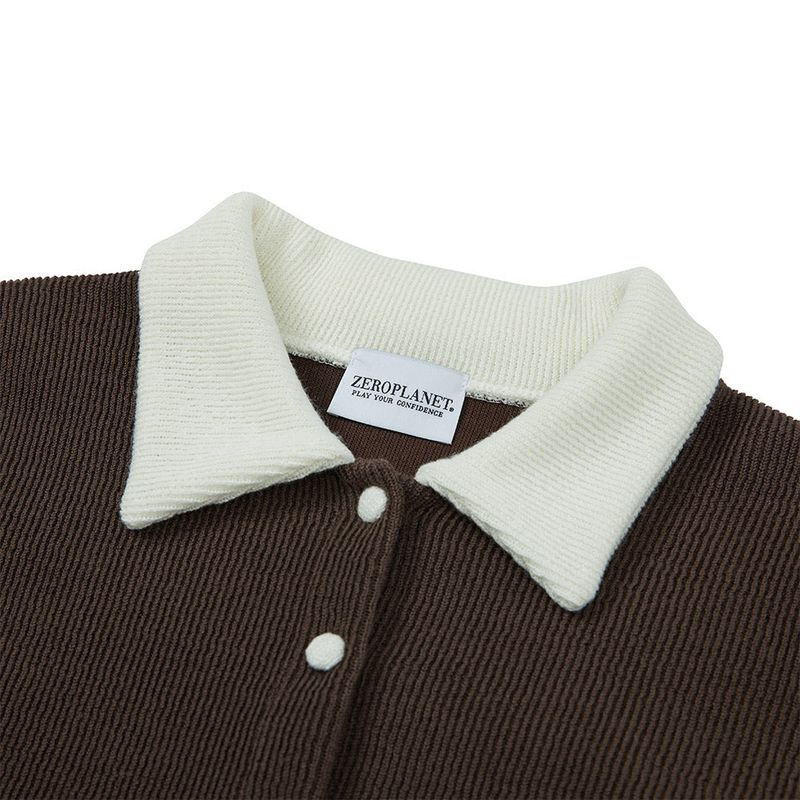 ヘイリーカラーニットカーディガン / Haley Collar Knit Cardigan [BROWN]