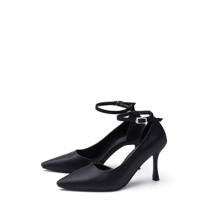 Satin Stiletto Heel(Black)