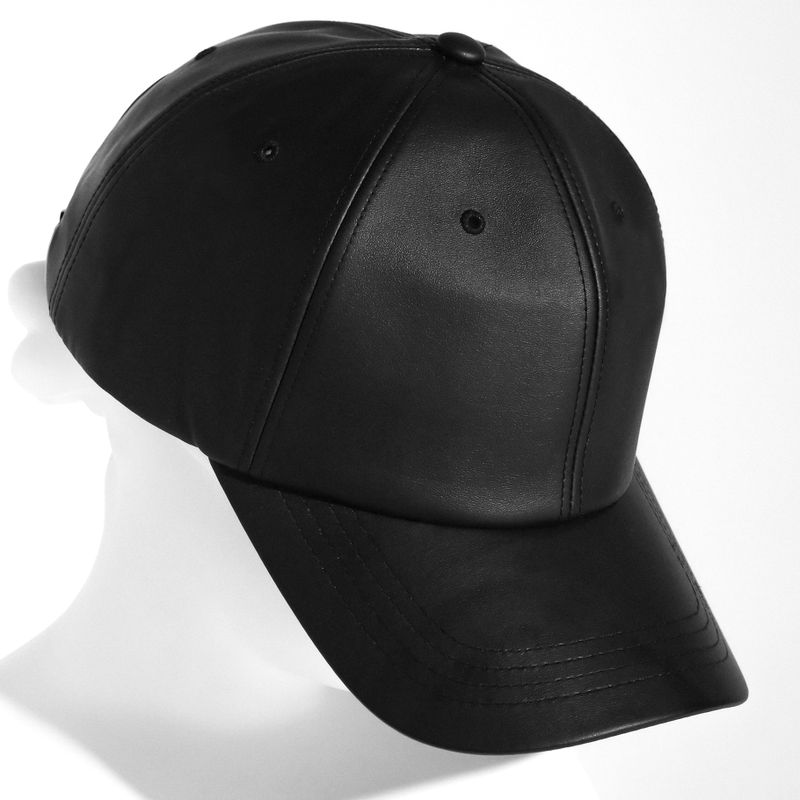 OVERSIZED LEATHER BALL CAP BLACK